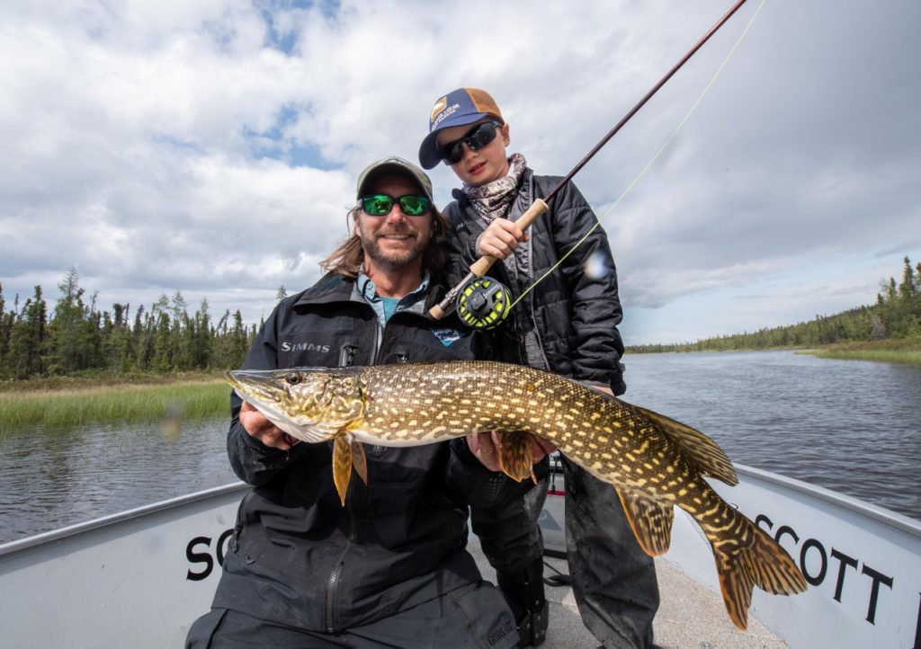 A big northern pike on the fly rod